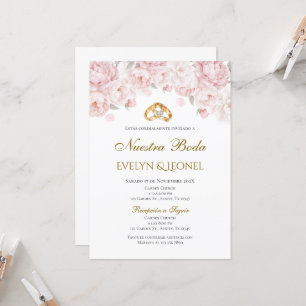 Dusty Roos Bloemen Huwelijksuitnodiging in het Spa Kaart