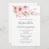 Dusty Roos Bloemen Huwelijksuitnodiging in het Spa Kaart (Voorkant / Achterkant)