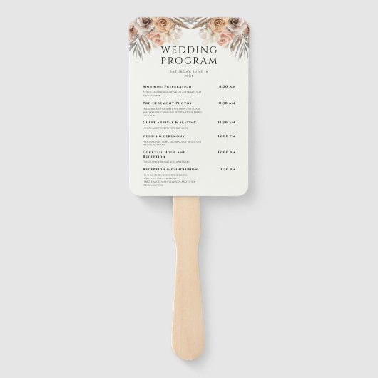 Dusty Roos Bloemen Krans Trouwprogramma's Handwaaier (Achterkant)