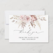 Dusty Roos Bloemen Vrijgezellenfeest Dank u kaart (Voorkant)