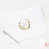 Dusty Roos Bloemenkrans Gepersonaliseerde bruiloft Ronde Sticker (Envelop)
