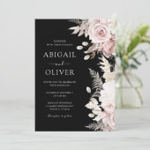 Dusty Roos, Blush & Black Elegance Wedding Kaart (Staand voorkant)