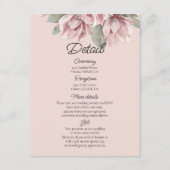 Dusty Roos Blush Bloemen bruiloft details Informatiekaartje (Voorkant)