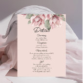 Dusty Roos Blush Bloemen bruiloft details Informatiekaartje