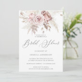 Dusty Roos Blush Boho Ivory Floral Vrijgezellenfee Kaart (Staand voorkant)