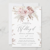 Dusty Roos Blush Boho Pink Floral Wedding Kaart (Voorkant)