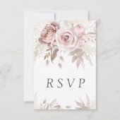 Dusty Roos Blush Boho Pink Ivory Floral Wedding RSVP Kaartje (Voorkant)