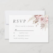 Dusty Roos Blush Boho Pink Ivory Floral Wedding RSVP Kaartje (Achterkant)