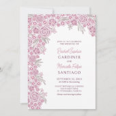 Dusty Roos Blush Bourgondië Bloemenboog bruiloft Kaart (Voorkant)