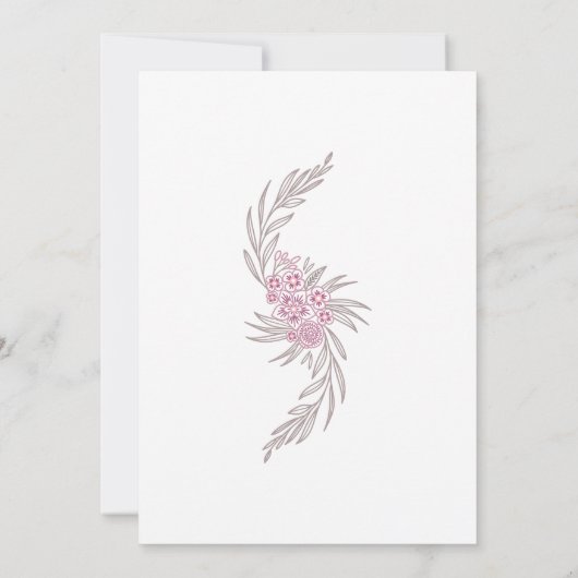 Dusty Roos Blush Bourgondië Bloemenboog bruiloft Kaart (Achterkant)