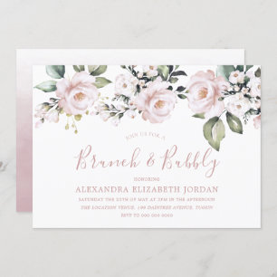 Dusty Roos Blush Brunch en Bubble Vrijgezellenfees Kaart