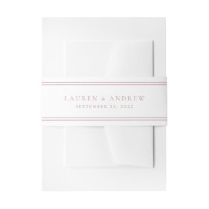 Dusty Roos Blush en White Modern minimalist Uitnodigingen Wikkel