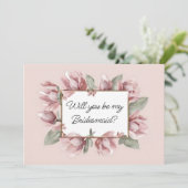 Dusty Roos Blush Floral be bruidsmeisje voorstel Kaart (Staand voorkant)