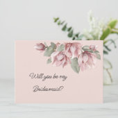 Dusty Roos Blush Floral be bruidsmeisje voorstel Kaart (Staand voorkant)