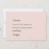 Dusty Roos Blush Floral be bruidsmeisje voorstel Kaart (Achterkant)