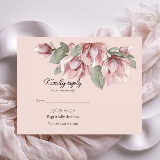 Dusty roos blush floral RSVP kaartje