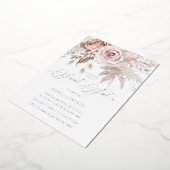 Dusty Roos & Blush Floral Silver Sweet 16 Folie Uitnodiging (Gedraaid)