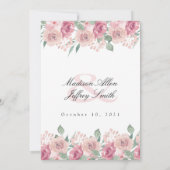 Dusty Roos Blush Floral Wedding Aankondiging (Achterkant)