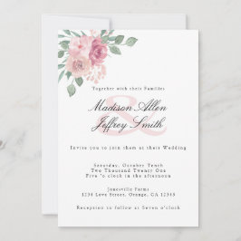 Dusty Roos Blush Floral Wedding Aankondiging