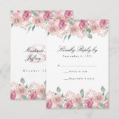 Dusty Roos Blush Floral Wedding RSVP Kaartje (Voorkant / Achterkant)