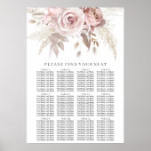 Dusty Roos Blush Floral Wedding Seating Chart Poster (Voorkant)