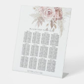 Dusty Roos Blush Floral Wedding Seating Chart Reclamebord Met Voetstuk (Voorkant)