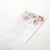 Dusty Roos & Blush Floral Wedding Silver Folie Uitnodiging (Gedraaid)