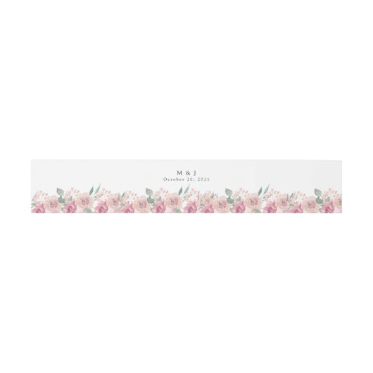 Dusty Roos Blush Floral Wedding Uitnodigingen Wikkel (Vlak)