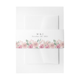 Dusty Roos Blush Floral Wedding Uitnodigingen Wikkel