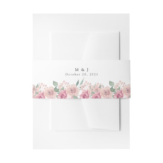 Dusty Roos Blush Floral Wedding Uitnodigingen Wikkel (Voorkant Voorbeeld)