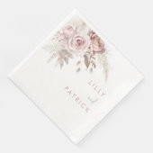 Dusty Roos & Blush Floral Wedding Verloving Servet (Hoek)