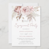 Dusty Roos Blush & Ivory Floral Engagement Party Kaart (Voorkant)