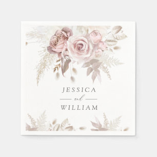 Dusty Roos Blush Ivory Floral Wedding Reception Servet
