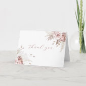 Dusty Roos Blush Ivory Modern Boho Wedding Bedankkaart (Voorkant)