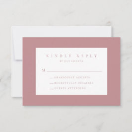 Dusty Roos Blush Modern Wedding RSVP Kaart