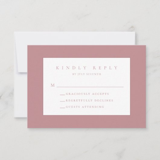 Dusty Roos Blush Modern Wedding RSVP Kaart (Voorkant)