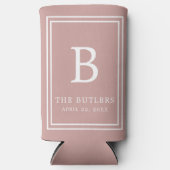 Dusty Roos/Blush Monogram Trouwhoge Koelbox Seltzer Blikjeskoeler (Voorkant)