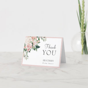 Dusty Roos Blush Peony Floral Vrijgezellenfeest Bedankkaart