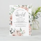 Dusty Roos Blush Pink Eucalyptus Bridal Brunch Kaart (Staand voorkant)