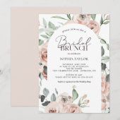 Dusty Roos Blush Pink Eucalyptus Bridal Brunch Kaart (Voorkant / Achterkant)