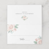 Dusty Roos Blush Pink Eucalyptus Greenery Wedding Plaatskaartje (Buitenkant ongevouwen)