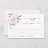 Dusty Roos Blush Pink Eucalyptus Greenery Wedding RSVP Kaartje (Voorkant)
