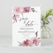 Dusty Roos Blush Pink Floral Save the Date Kaart (Staand voorkant)