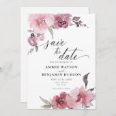 Dusty Roos Blush Pink Floral Save the Date Kaart (Voorkant / Achterkant)