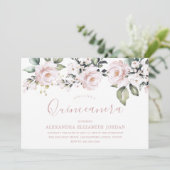 Dusty Roos Blush Pink Flowers Quinceanera Party Kaart (Staand voorkant)
