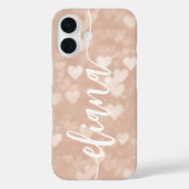 Dusty Roos Blush Pink Hearts Persoonlijke naam Case-Mate iPhone Case (Achterkant)