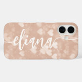 Dusty Roos Blush Pink Hearts Persoonlijke naam Case-Mate iPhone Case (Achterkant (horizontaal))