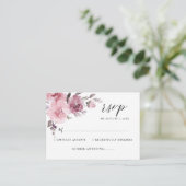 Dusty Roos Blush Pink Mauve Floral Wedding RSVP Informatiekaartje (Staand voorkant)