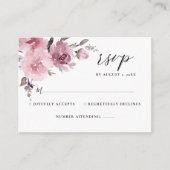 Dusty Roos Blush Pink Mauve Floral Wedding RSVP Informatiekaartje (Voorkant)