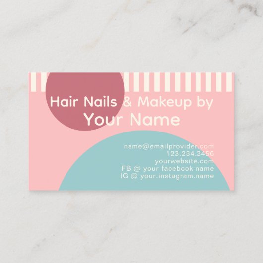 Dusty Roos Blush Pink Mint Blauwgroen Green Art Pa Visitekaartje (Achterkant)